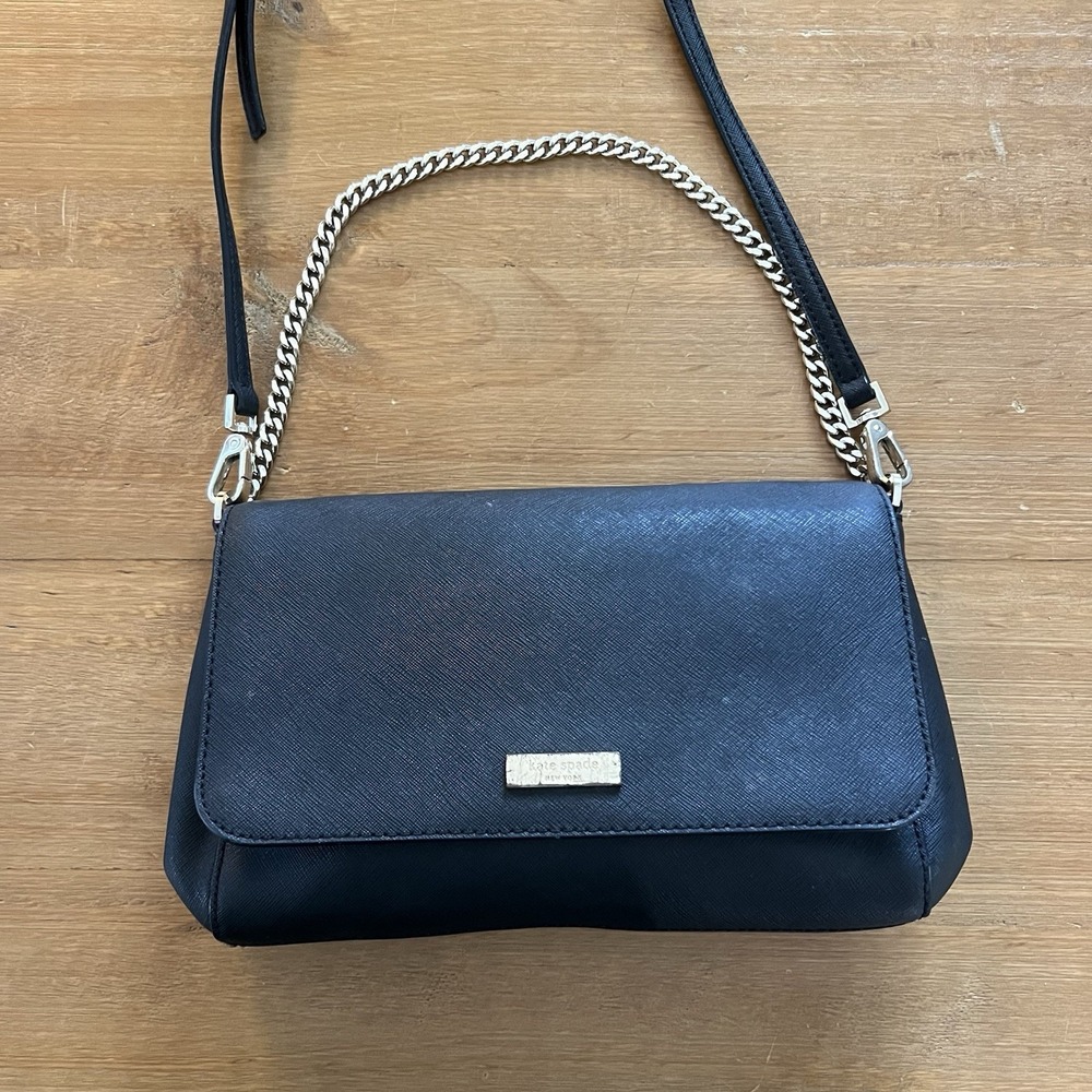 Kate Spade New York Black Saffiano Leather Crossbody Shoulder Bag Purse